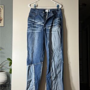 Fashion Nova Two-Tone Blue Flare Jeans